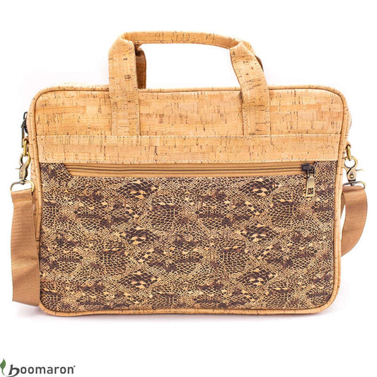 Sac ordinateur en liège décoration lézard