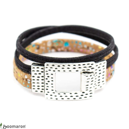 Bracelet en liège naturel bicolore moucheté