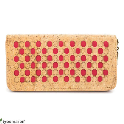 Portefeuille en liège à damier rouge