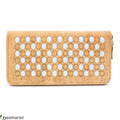 Portefeuille en liège à damier blanc