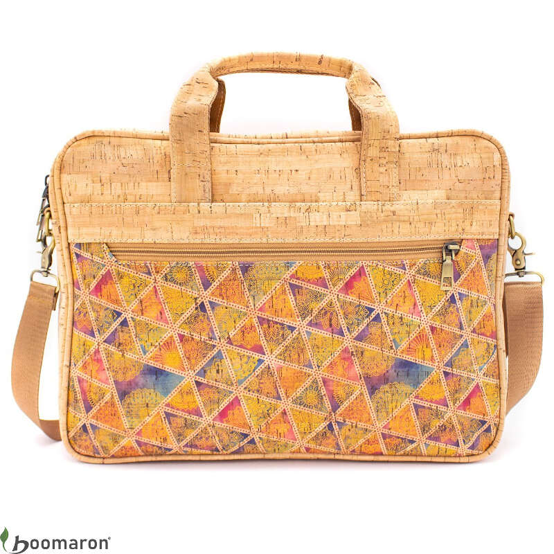Sac ordinateur en liège décoration multicolor